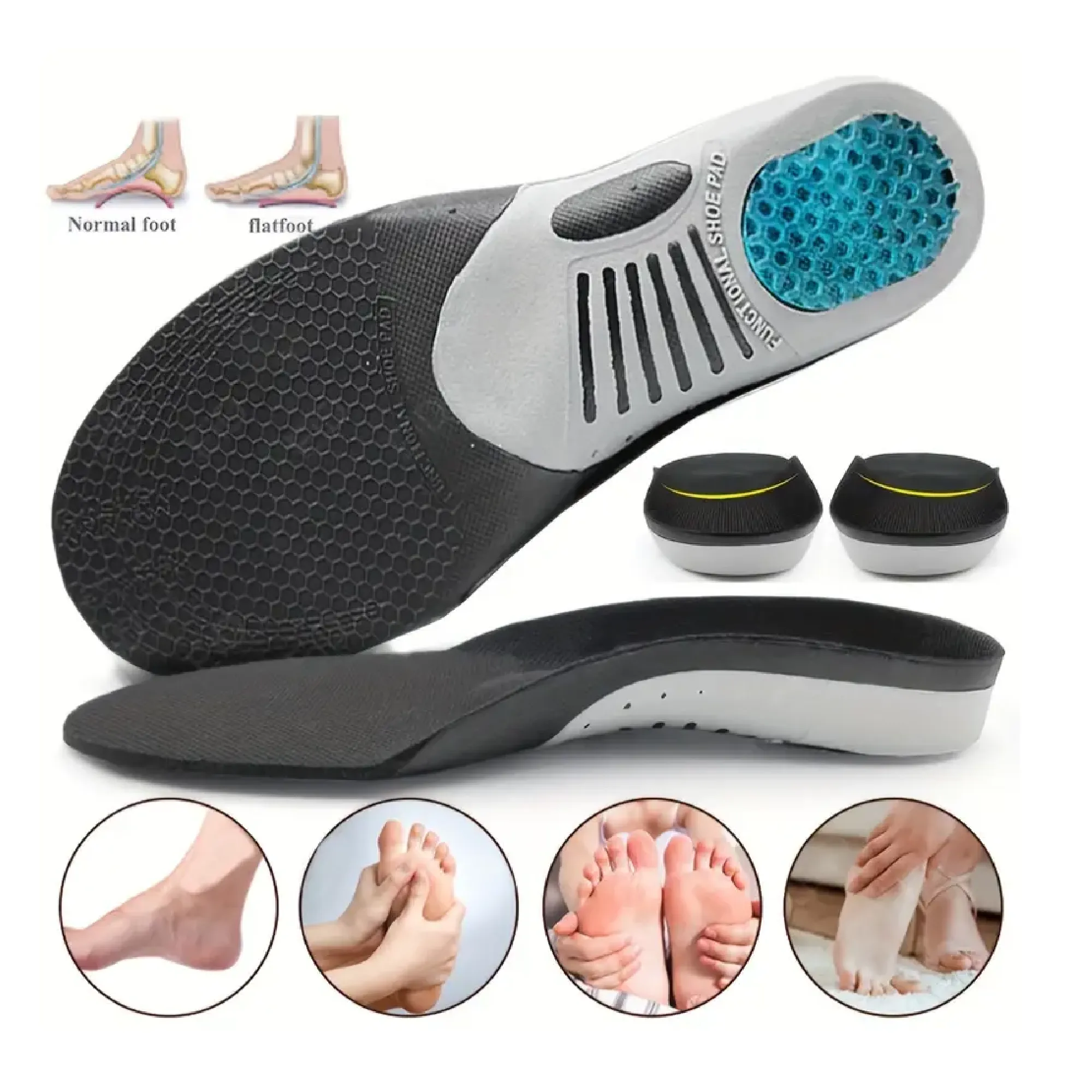 1 Pair 3D Arch Support Orthopedic Sports Insoles For Women / Men Flat Foot L Orthopedic Plantar Fasciitis Insole Pad Foot Pain Insoles(35-46)