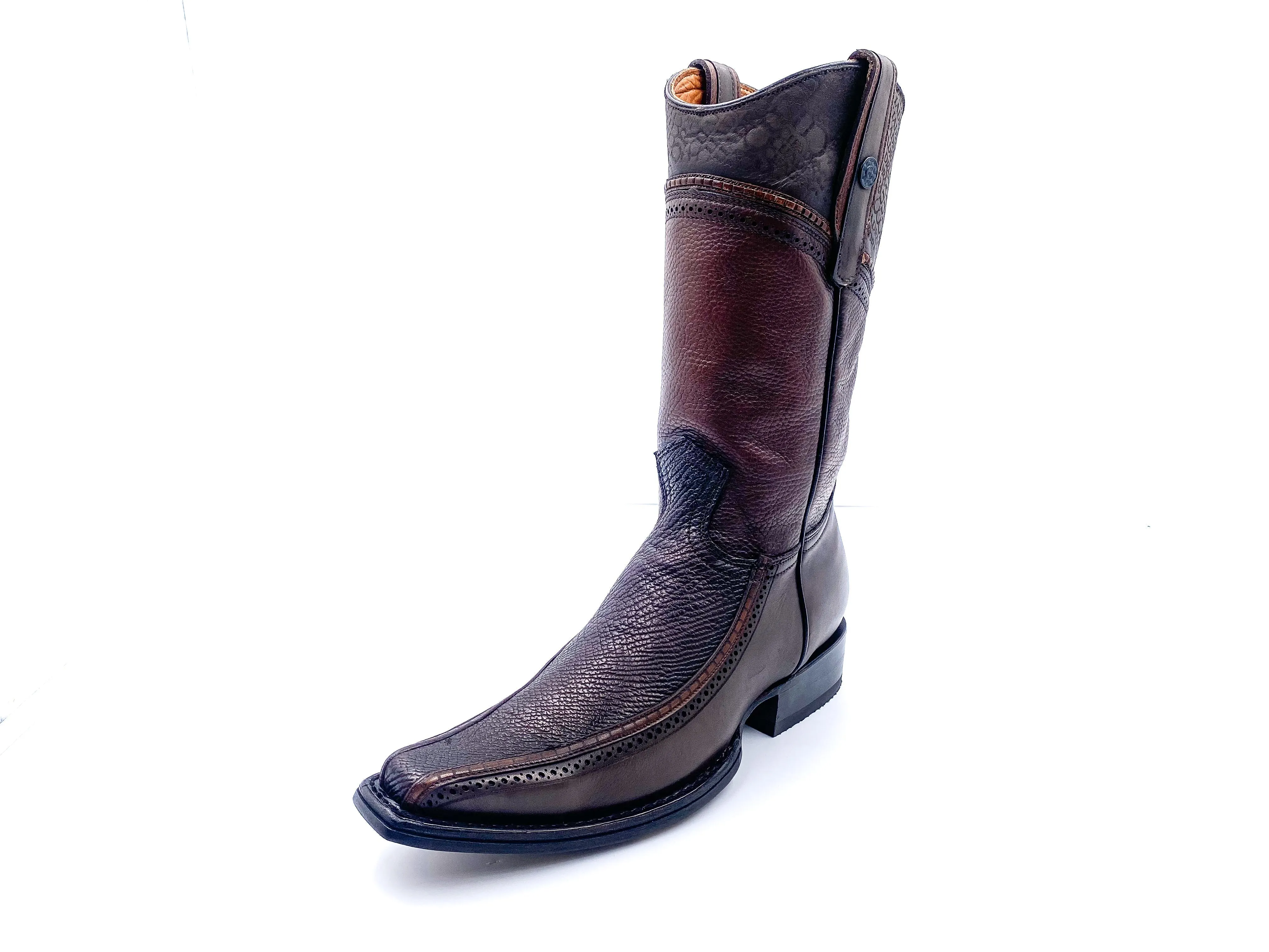 1B1DTI - Cuadra brown casual cowboy exotic shark leather boots for men