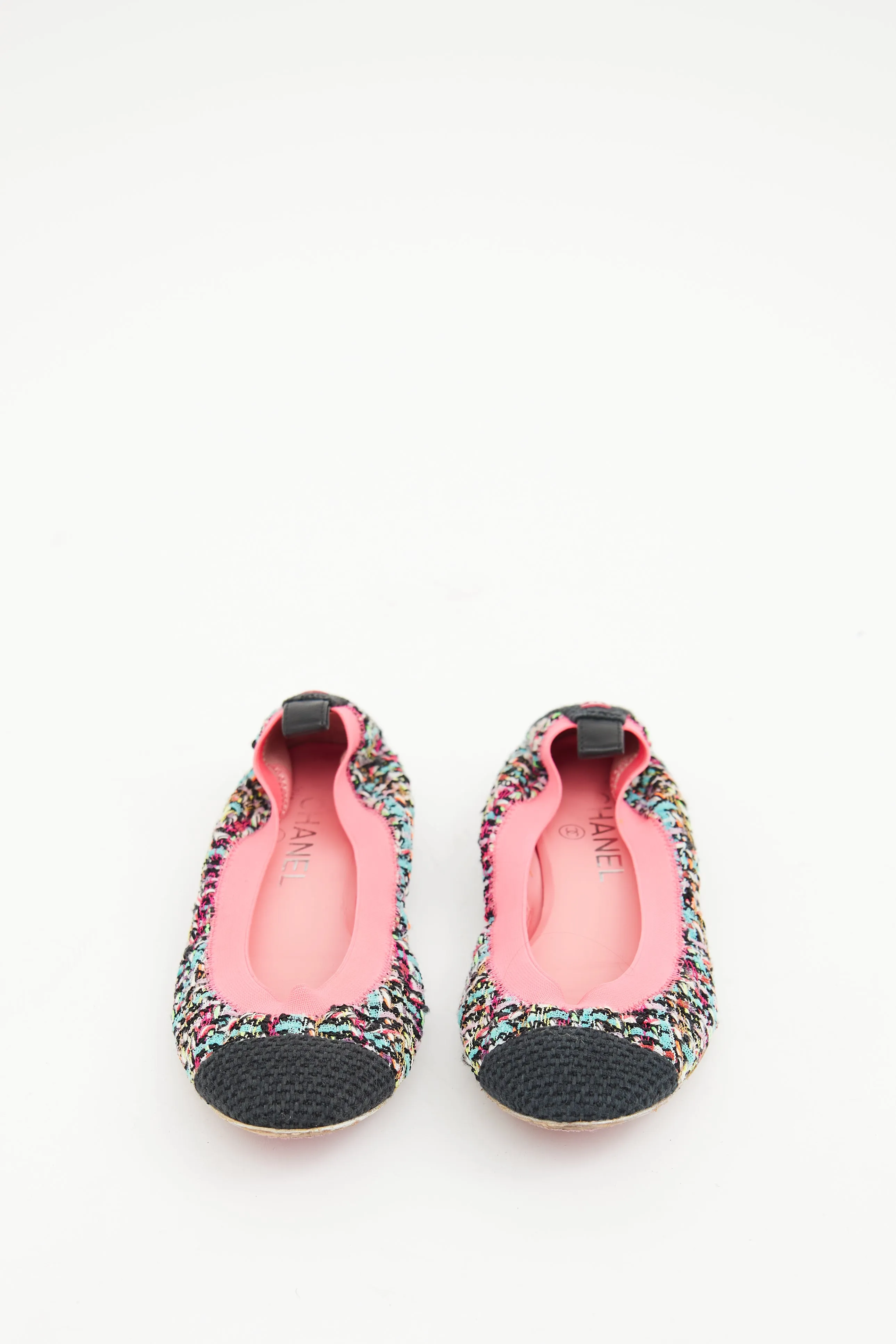 2013 Pink Multi Colour Tweed Ballet Flat