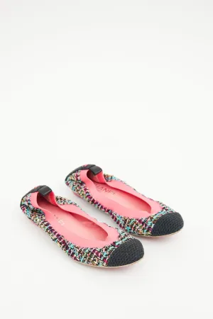 2013 Pink Multi Colour Tweed Ballet Flat