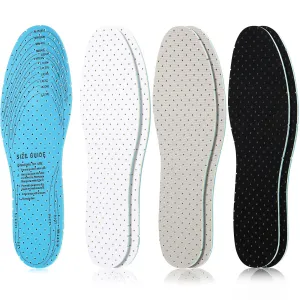 3 Pairs Breathable Shoe Insoles Inserts Ultra-Soft Cushioning Walking Comfort Insoles Double-Layer Latex Foam Perforated Insoles Replacement Insoles for Men 7-11 Woman 2-8 (White, Black, Grey) White, Black, Grey