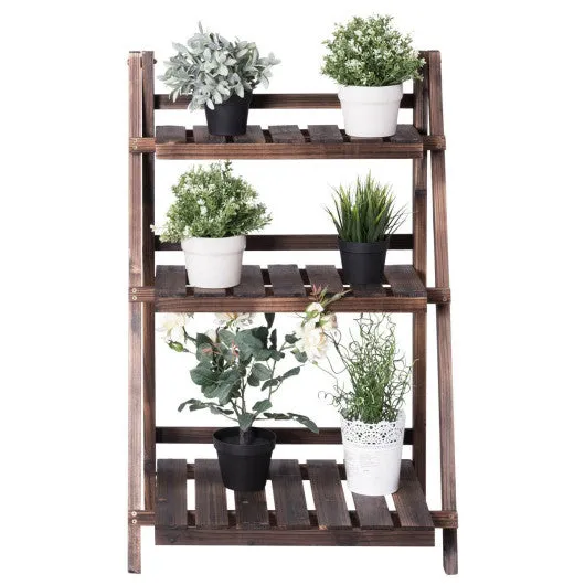 3 Tier Outdoor Wood Design Folding Display Flower Stand