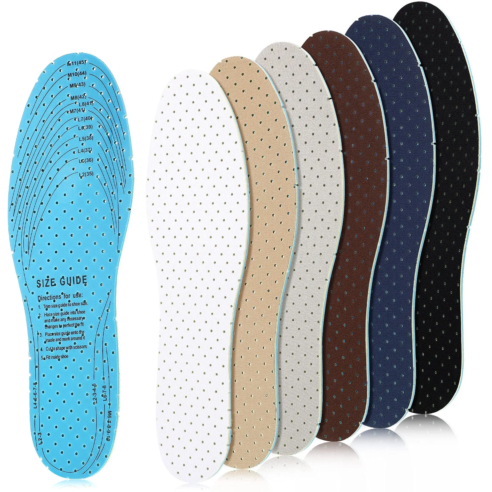 6 Pairs Shoe Insoles Women Thin Breathable Shoe Pads Inserts Ultra Soft Cushioning Walking Comfort Double Layer Latex Foam Insoles with Holes Fit in Any Shoe Unisex, Men 7-11 Woman 2-8 (Simple Colors) Simple Colors