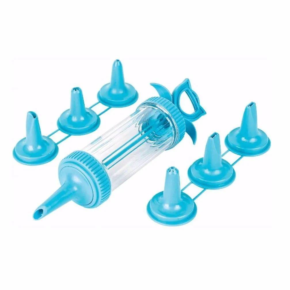 7PC Nozzle Decorative Cake, Cupcake Icing & Piping Plastic Sugarcraft Gun Set  9248 (Parcel Rate)