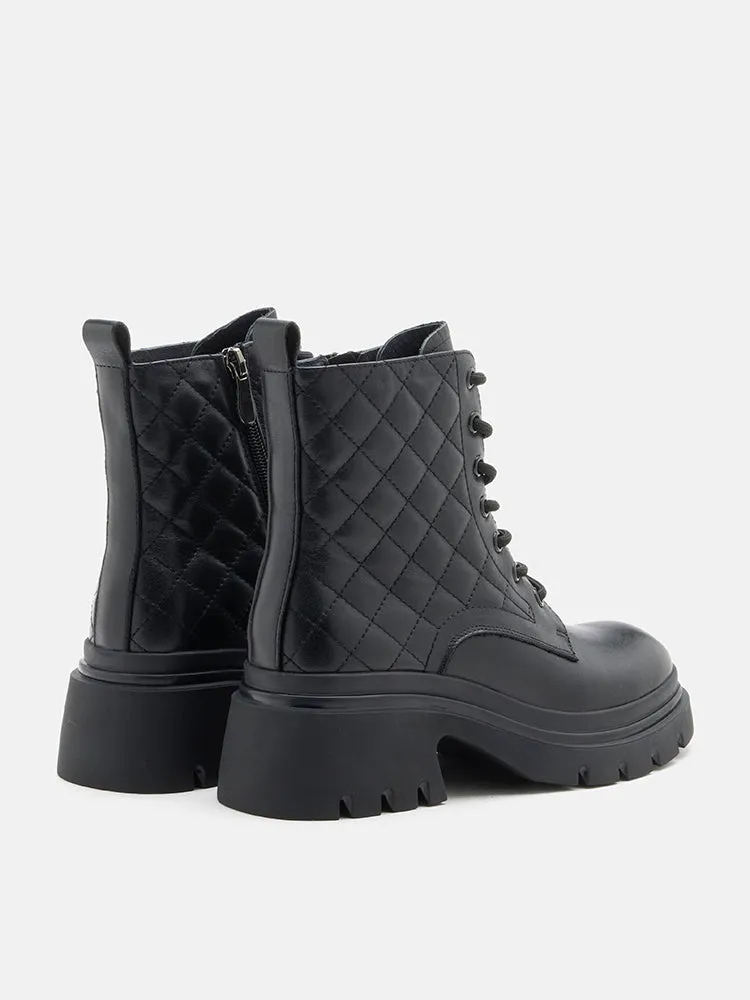 Aaira Quilted Lace Up Boots