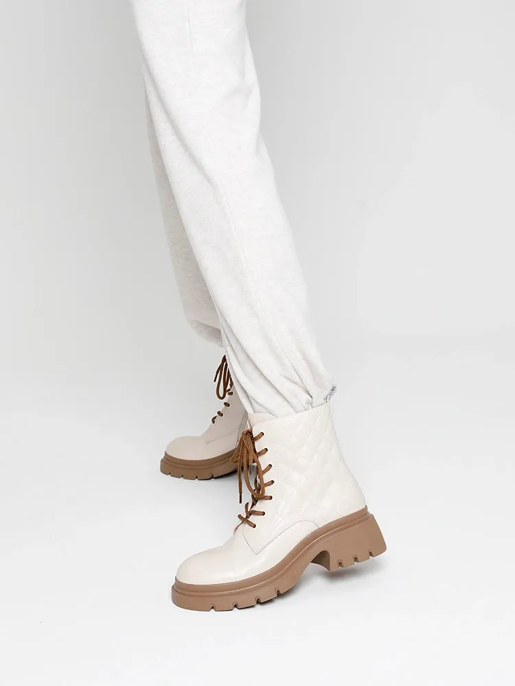 Aaira Quilted Lace Up Boots