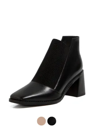 Abdul Women's Leather High Heel Black Booties