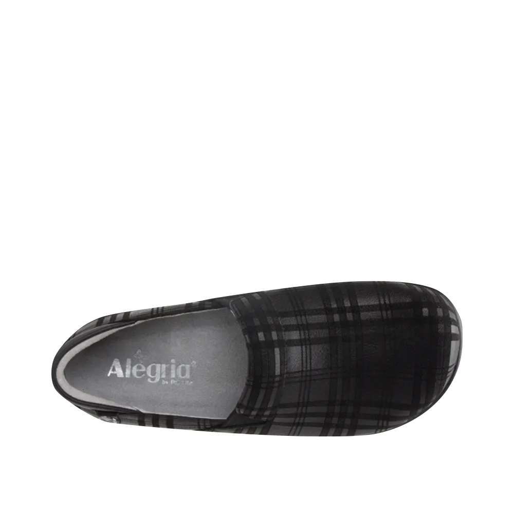 Alegria Women's Keli Slip Resistant Slip On in Plaid To Meet You Black