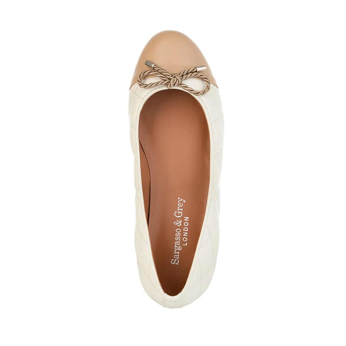 Alice Wide Fit Ballet Flats - Caramel & Cream Quilted Leather