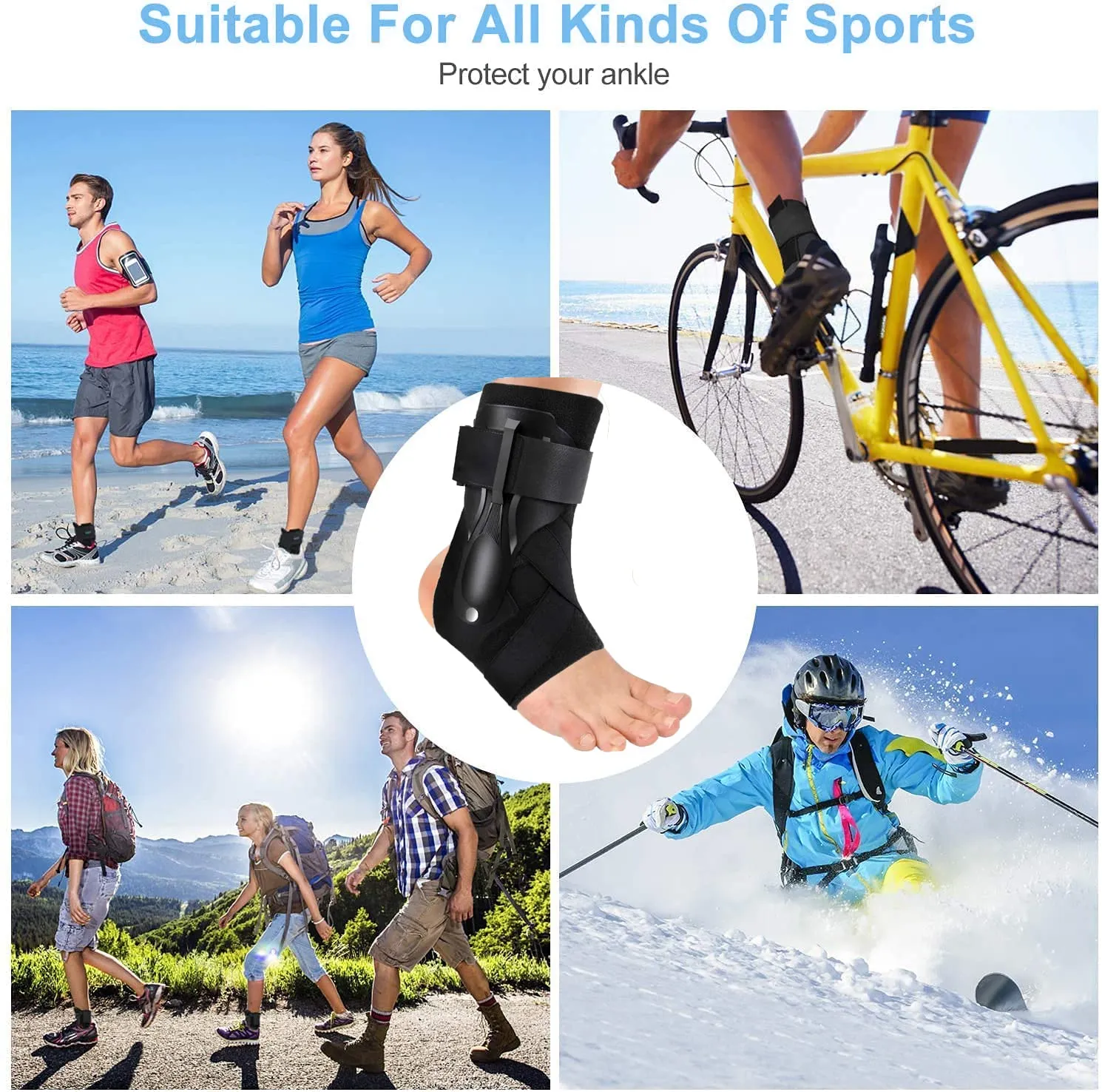 Ankle Brace for Sprained Ankle, Ankle Support Brace with Side Stabilizers for Men & Women , Ankle Splint Stabilizer Volleyball, Basketball, Ankle Supports for Women (Update XL) Update X-Large