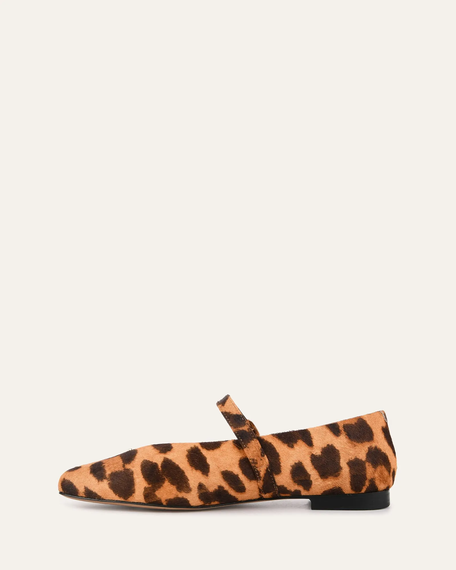 APRIL CASUAL FLATS OCELOT HAIR ON LEATHER