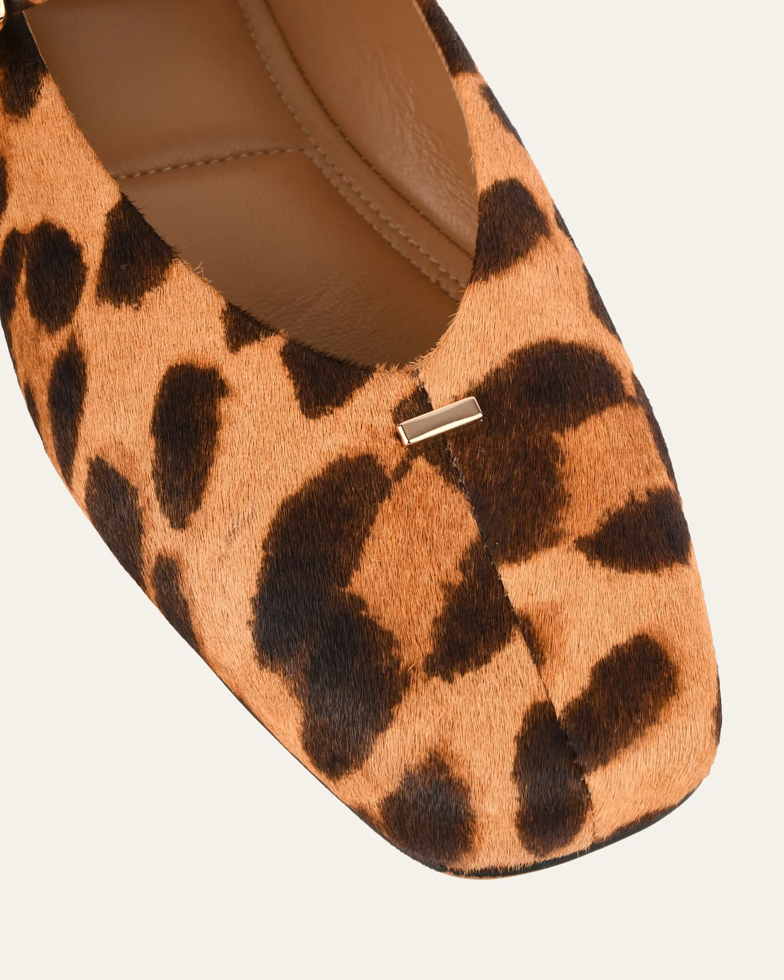 APRIL CASUAL FLATS OCELOT HAIR ON LEATHER