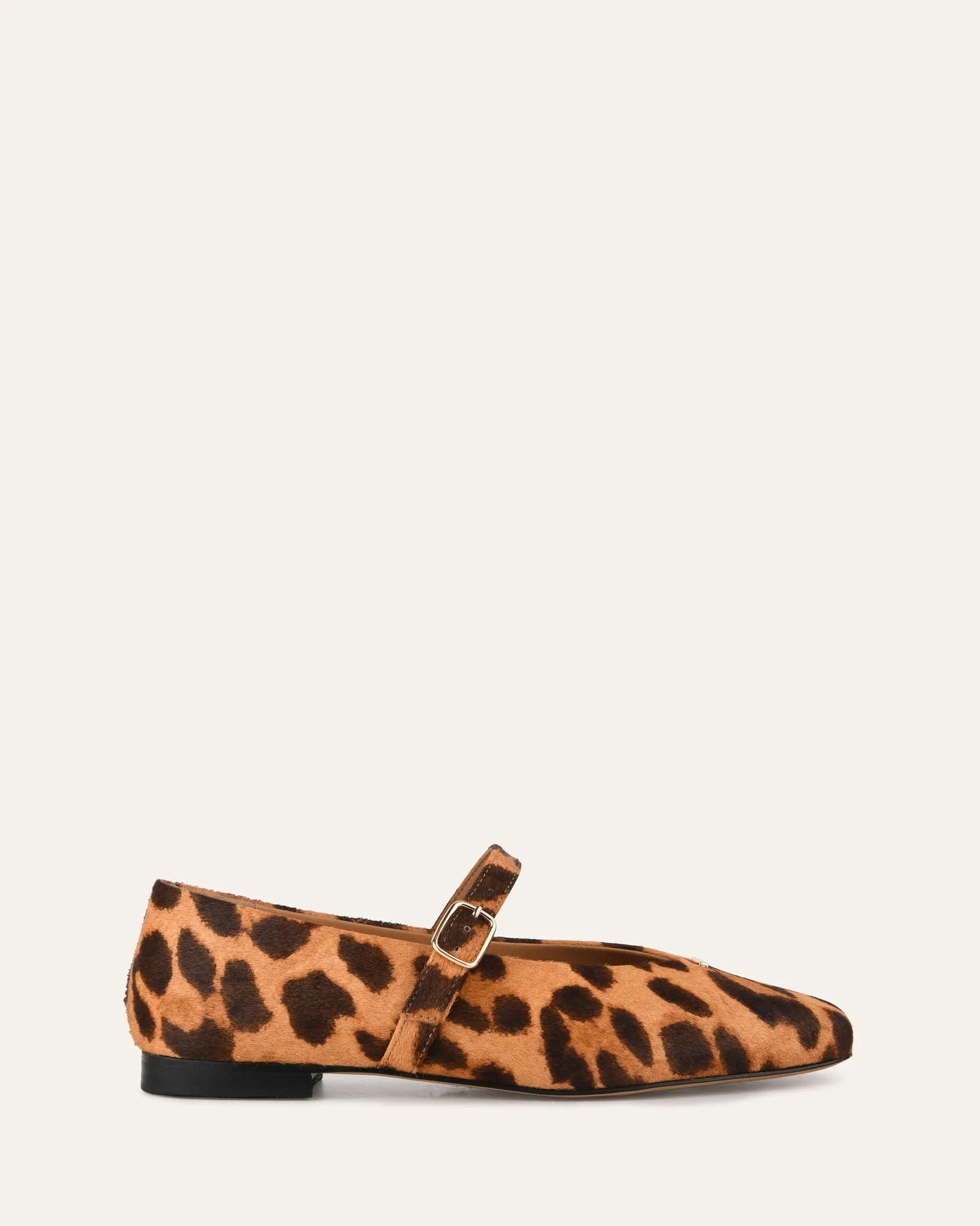 APRIL CASUAL FLATS OCELOT HAIR ON LEATHER