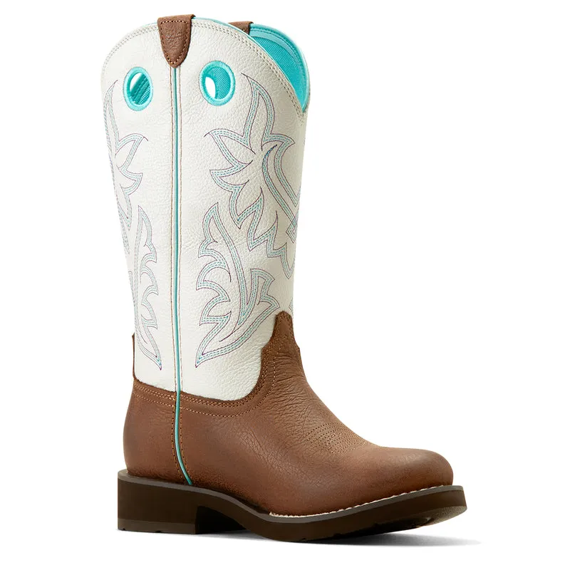 'Ariat' Women's 11" Elko Western Round Toe - Dark Cottage / White Icing