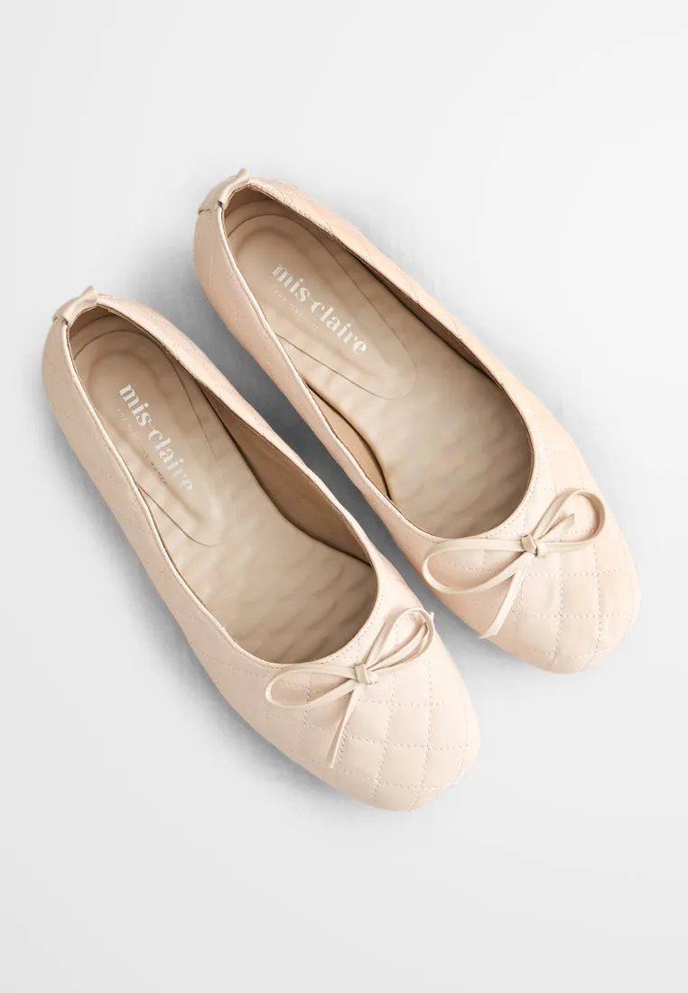 Belinda Ribbon Quilted Ballerina Flats