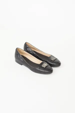 Black Leather Ballerina Flat