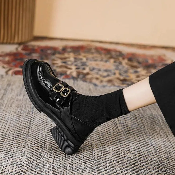 Black Loafers: CS535-2 Women's Casual Shoes with Mid-Heel