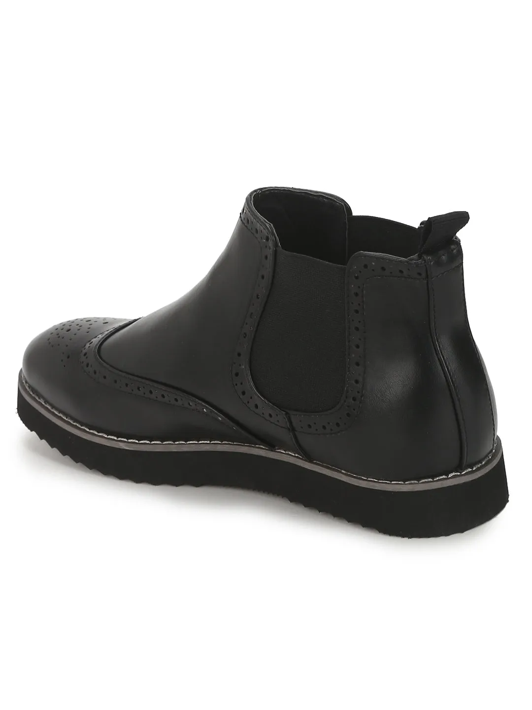 Black PU Men Ankle Boots