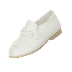 Boys White Front Detailing Quality Dress Shoes 3-4 Baby