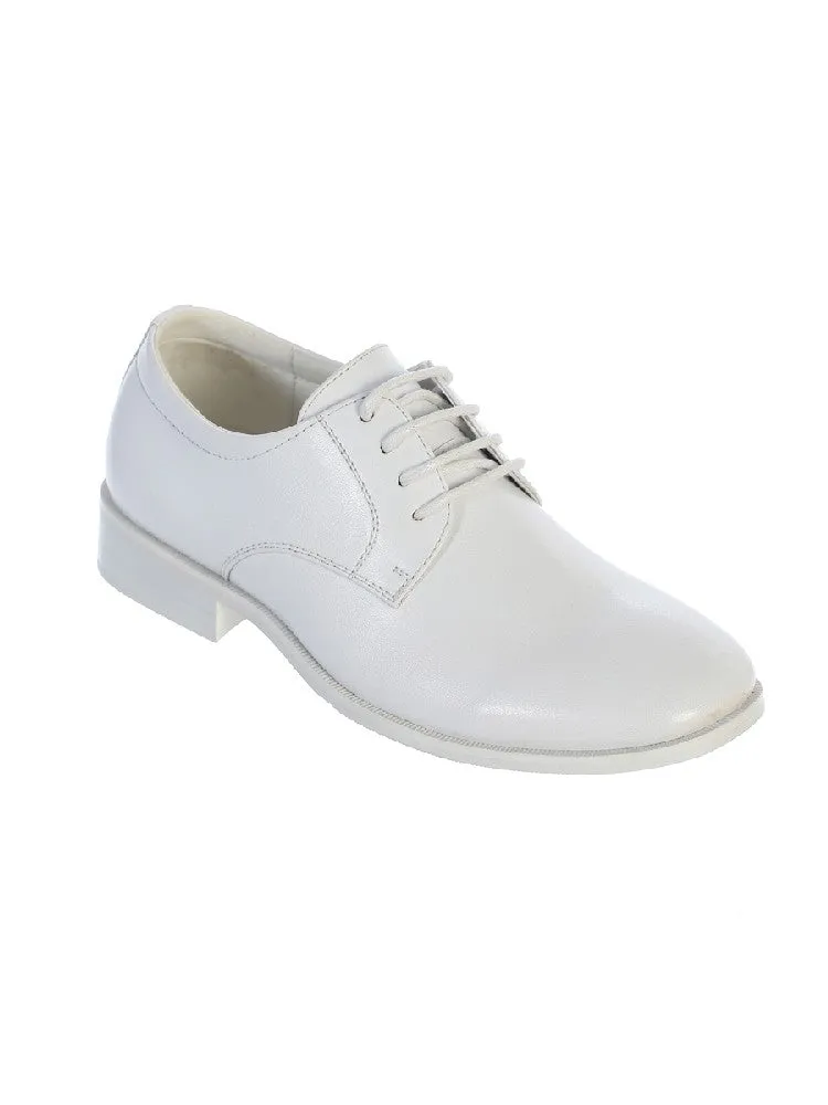 Boys White Matte Leather Lace Up Dress Shoes 11-3 Kids