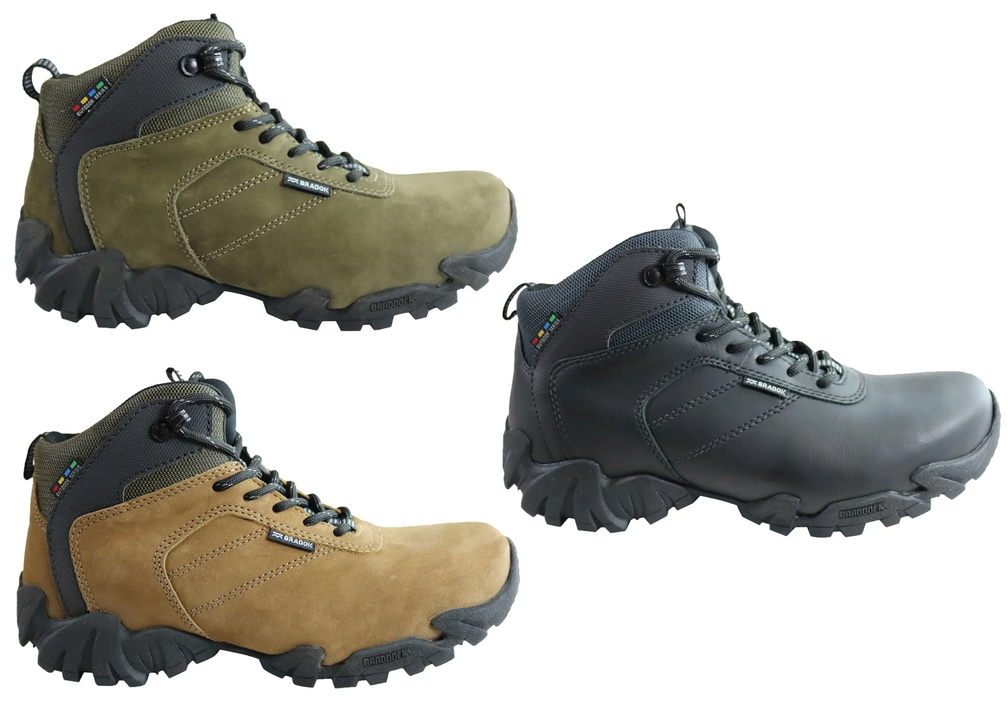 Bradok Kilauea Mens Comfortable Leather Hiking Boots Made In Brazil