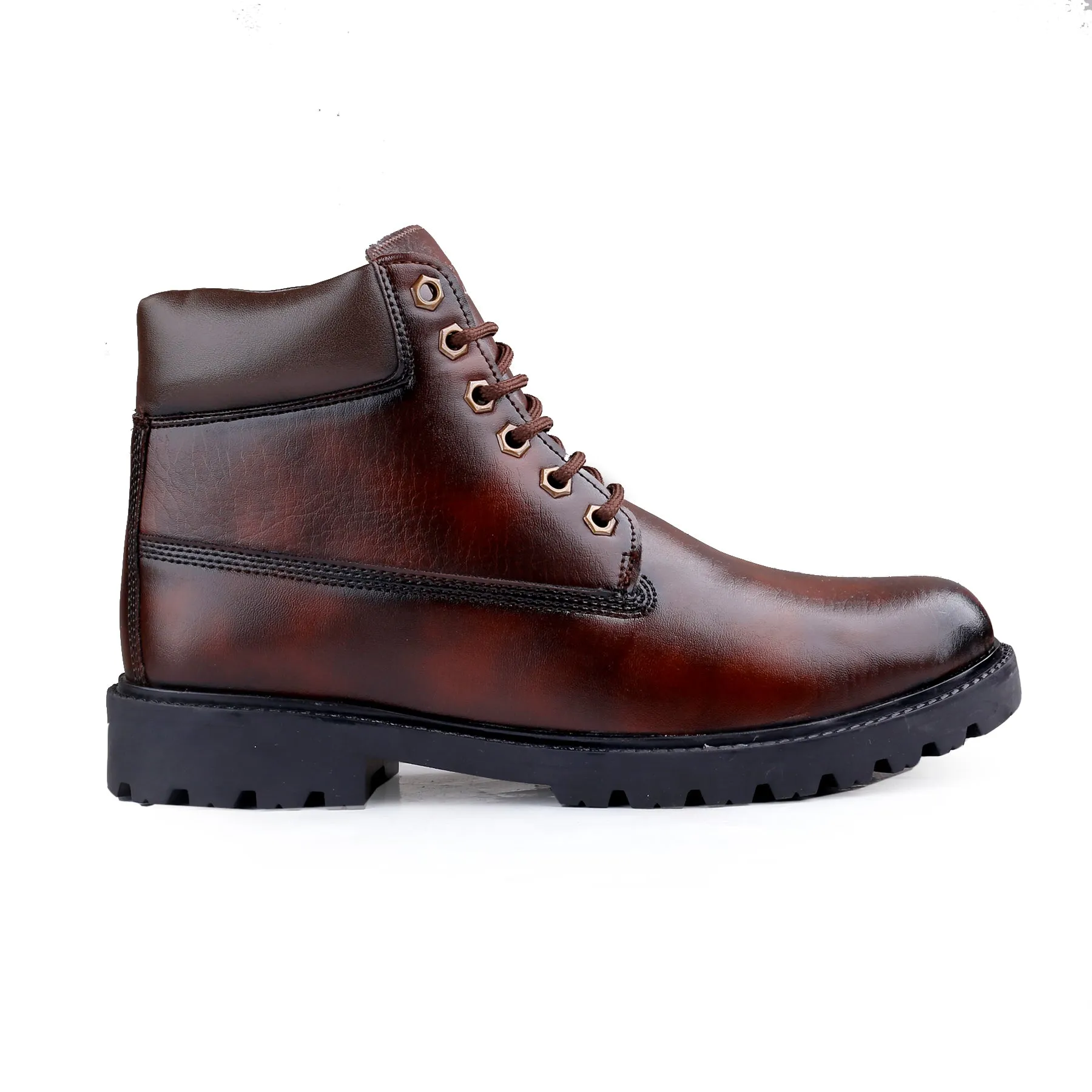 Bxxy's Faux Leather Chelsea Ankle Lace-up Boots for Men