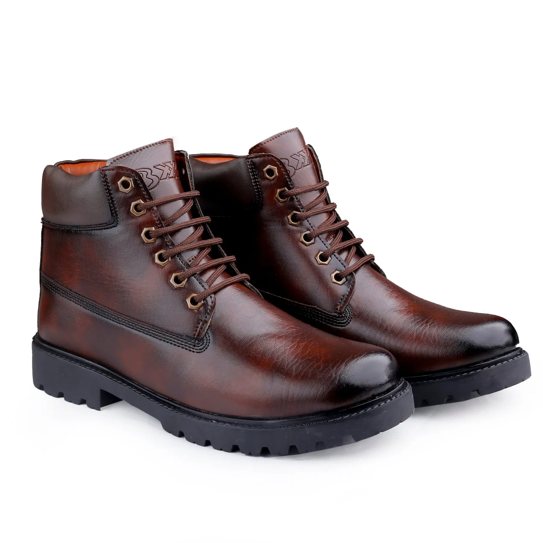 Bxxy's Faux Leather Chelsea Ankle Lace-up Boots for Men