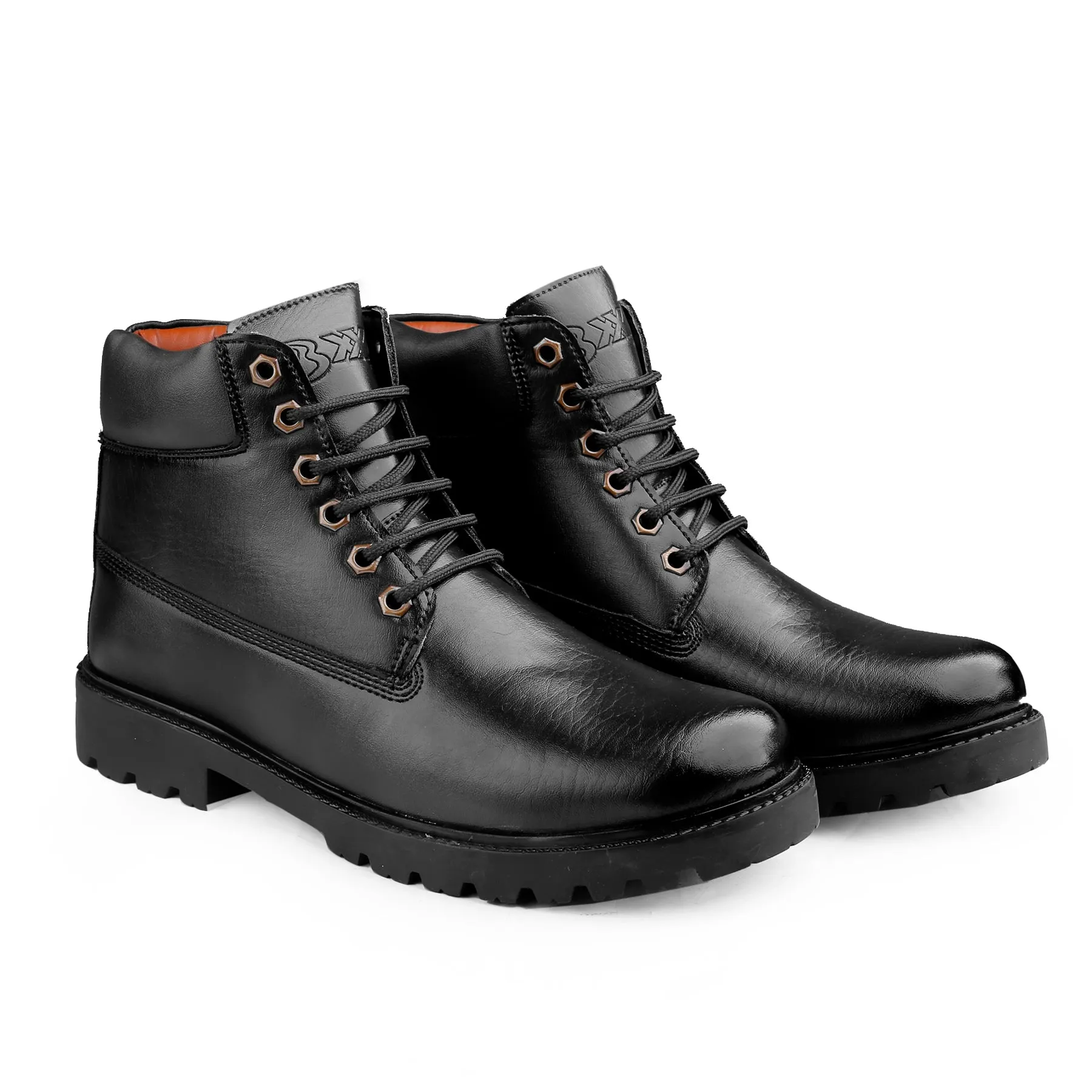 Bxxy's Faux Leather Chelsea Ankle Lace-up Boots for Men