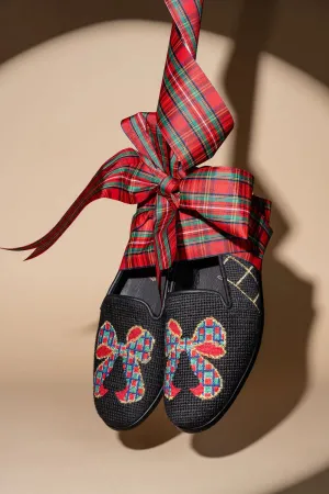 BY PAIGE - NEEDLEPOINT LOAFER IN TARTAN BOW