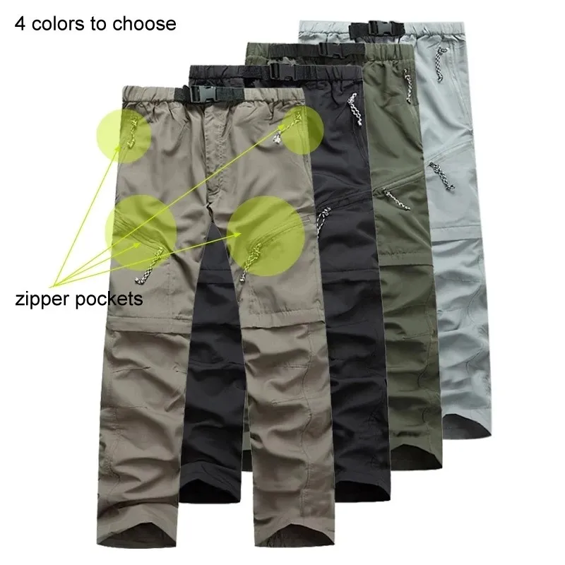 Cargo trousers for men Detachable outdoor trousers with zip pockets