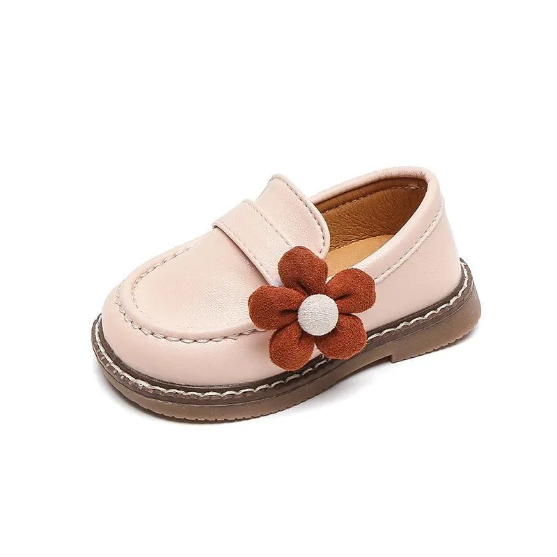 Comfortable Soft Leather Toddler Girl Casual Shoes with Flower - TF329