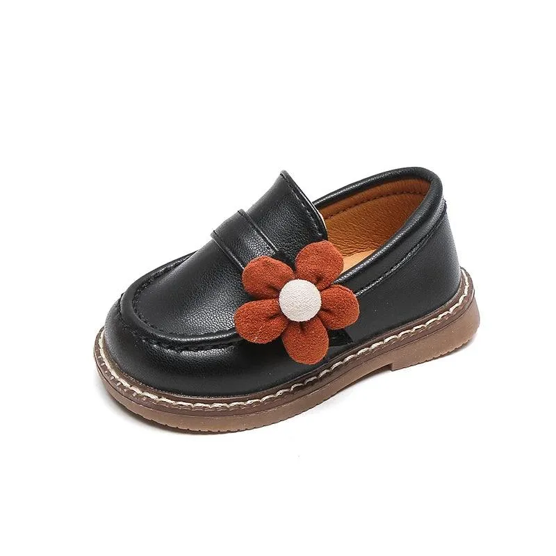 Comfortable Soft Leather Toddler Girl Casual Shoes with Flower - TF329