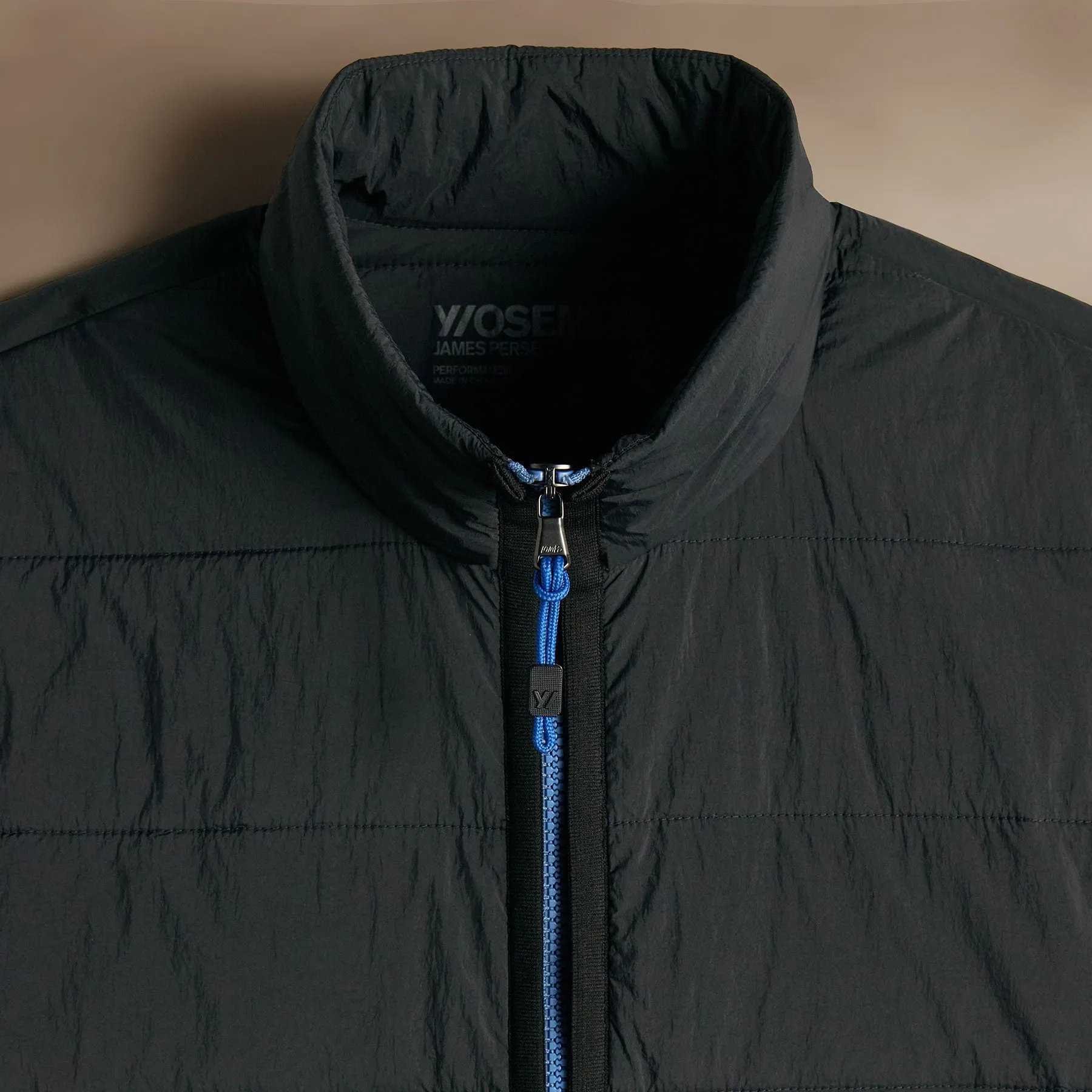 Contrast Zip Insulated Jacket - Black/Black/Blue