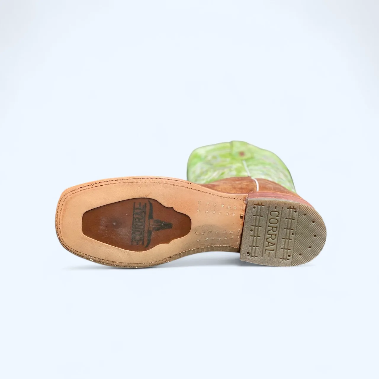 CORRAL MENS SAND/GREEN SQUARE TOE