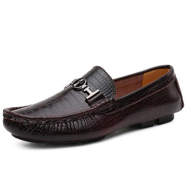 Crocodile Loafers Men Luxury Handmade Genuine Leather Driving Shoes