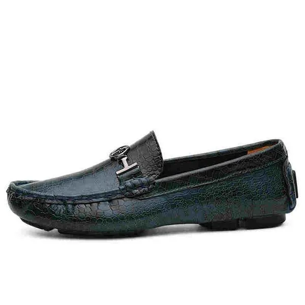 Crocodile Loafers Men Luxury Handmade Genuine Leather Driving Shoes