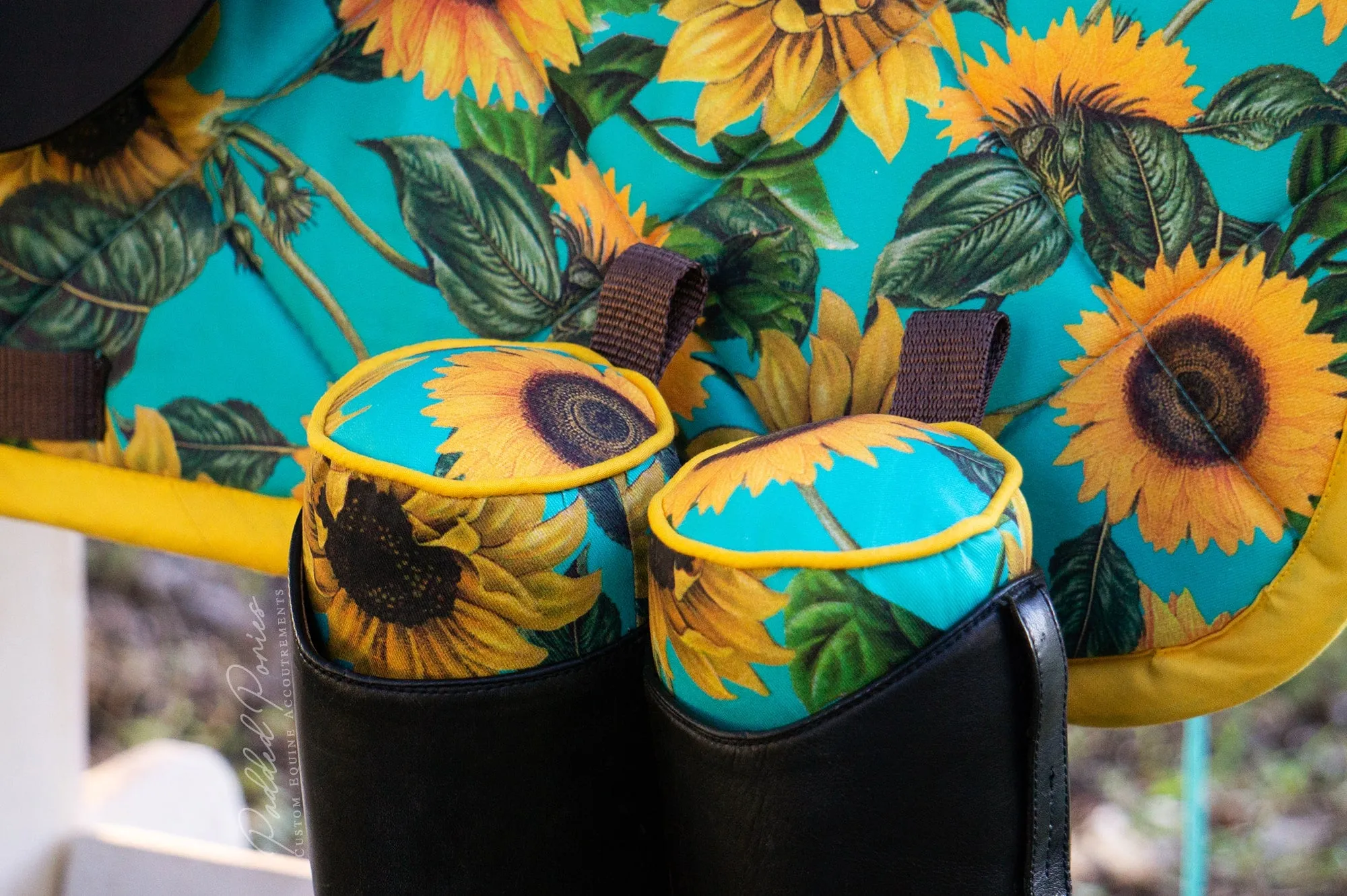 Custom Turquoise Sunflowers English Boot Trees