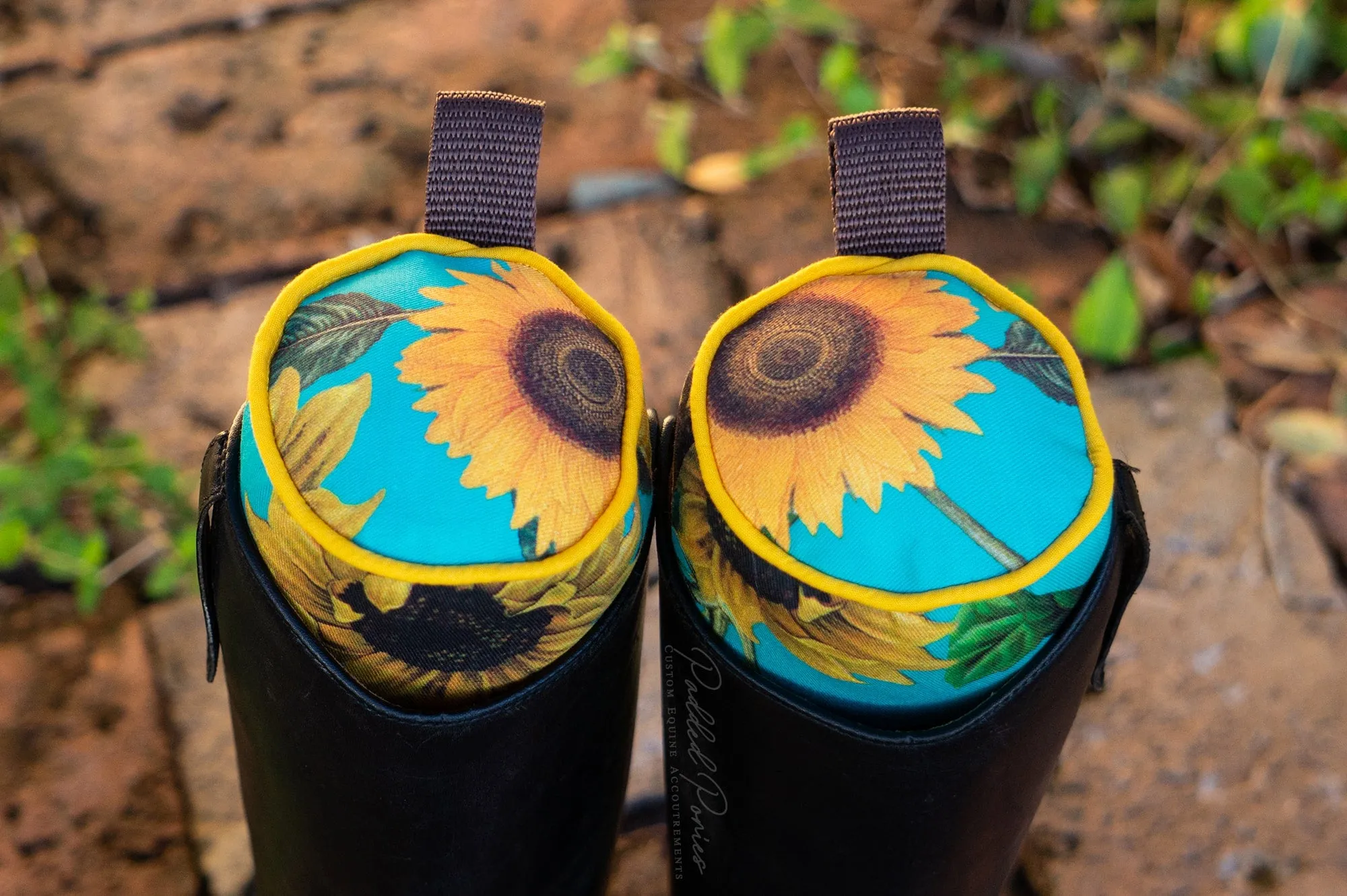 Custom Turquoise Sunflowers English Boot Trees