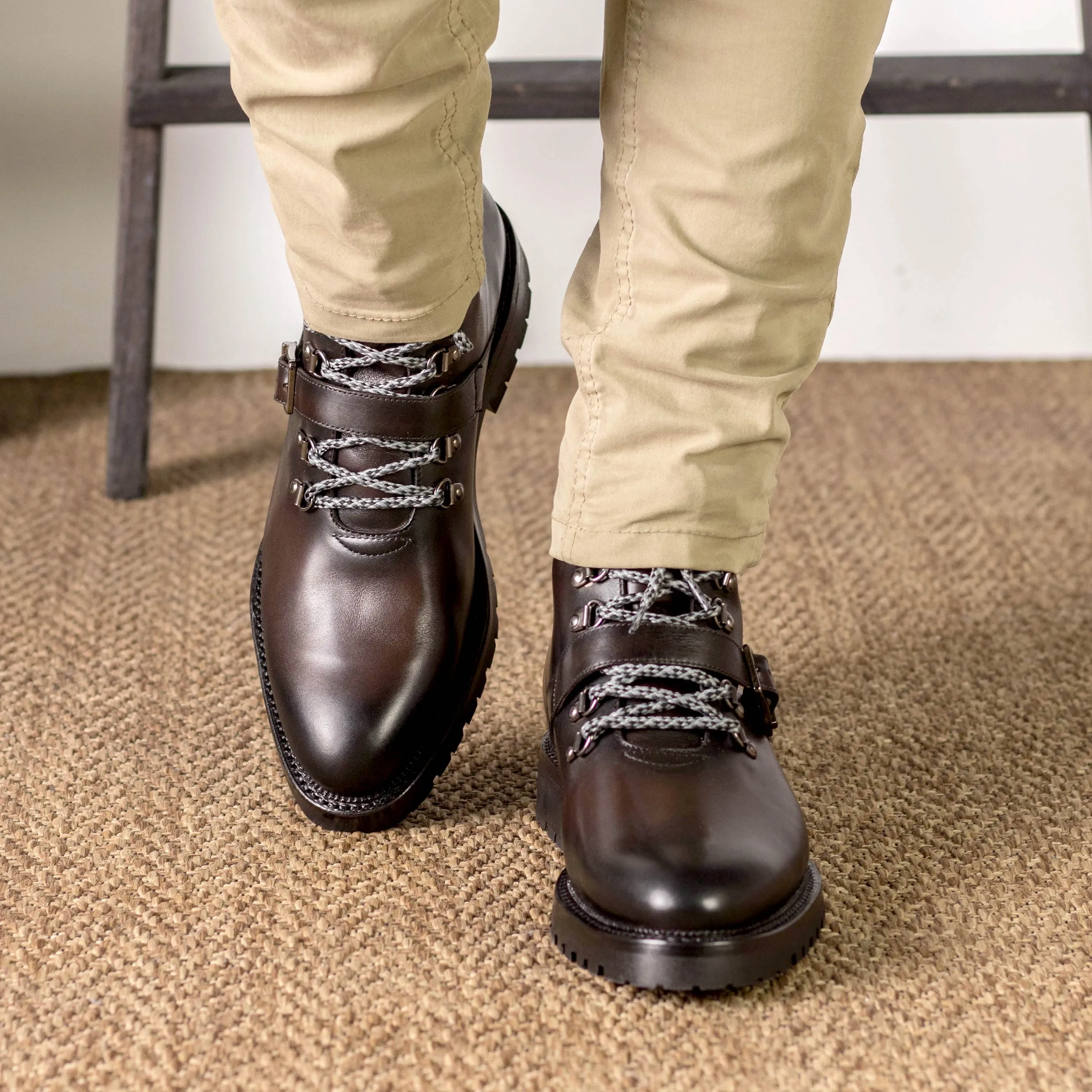 Dark Brown Box Calf Leather Hiking Boot