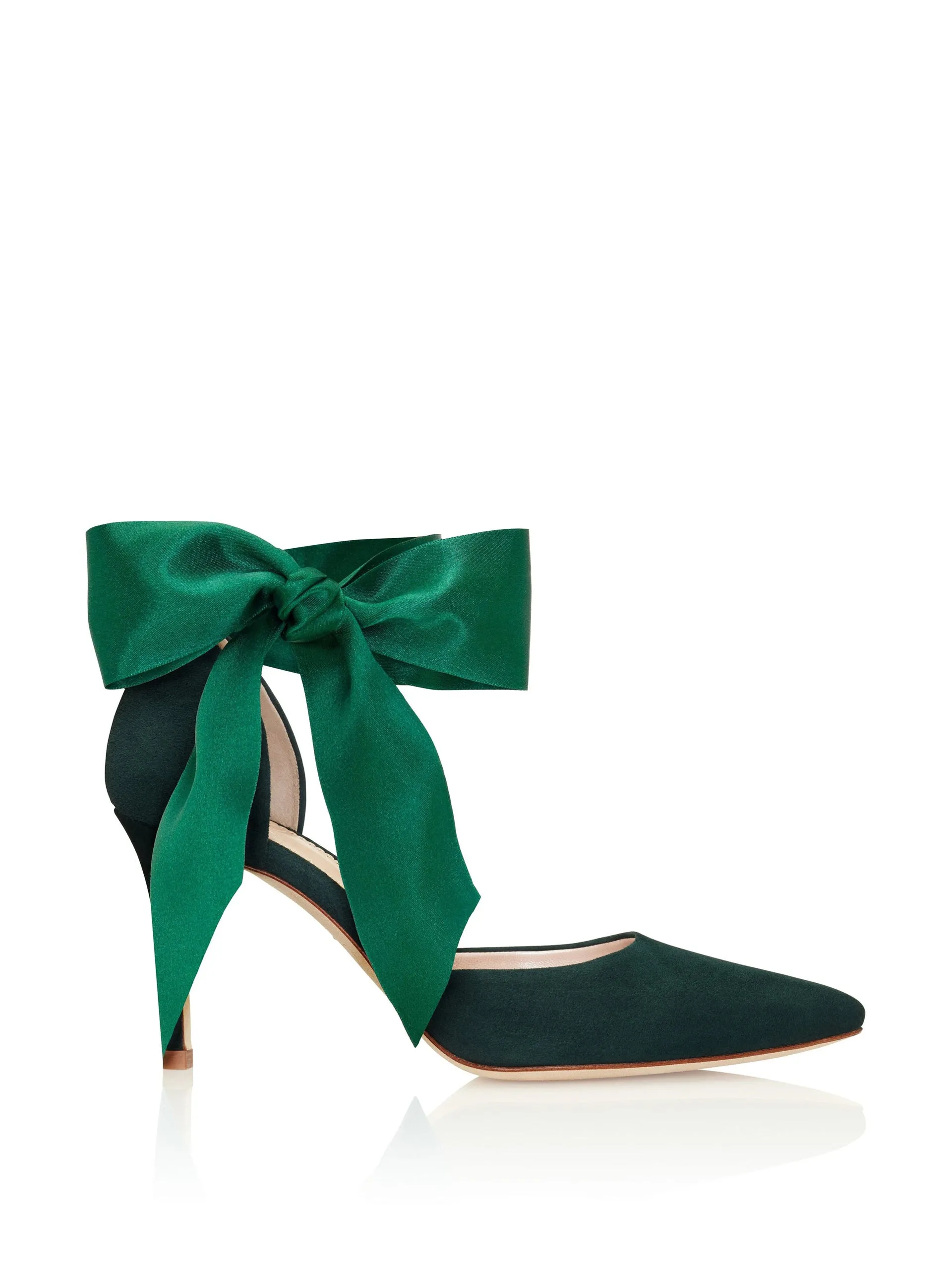 Dark green suede court shoes