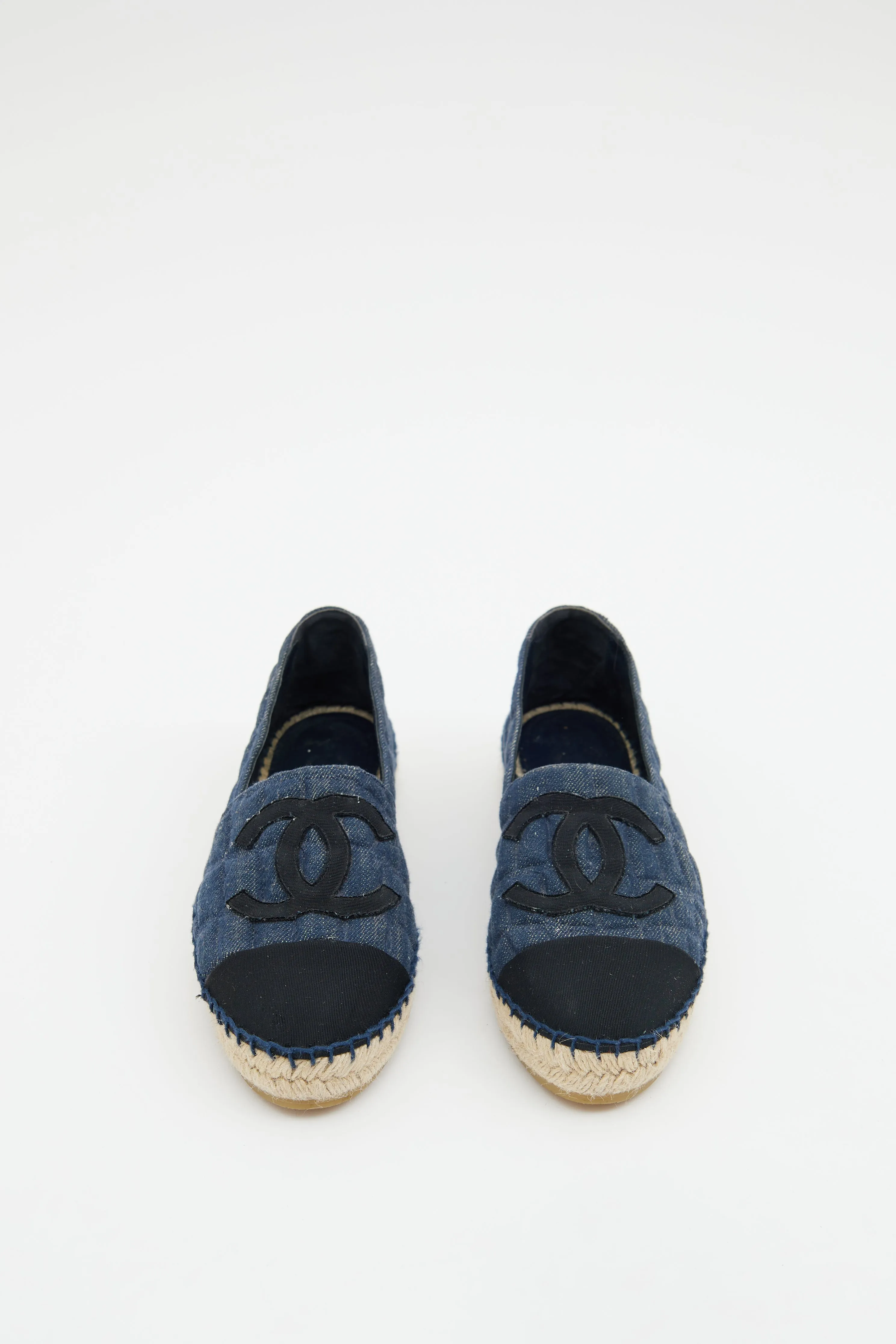 Denim Black Embroidered  Espadrille