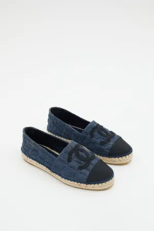 Denim Black Embroidered  Espadrille