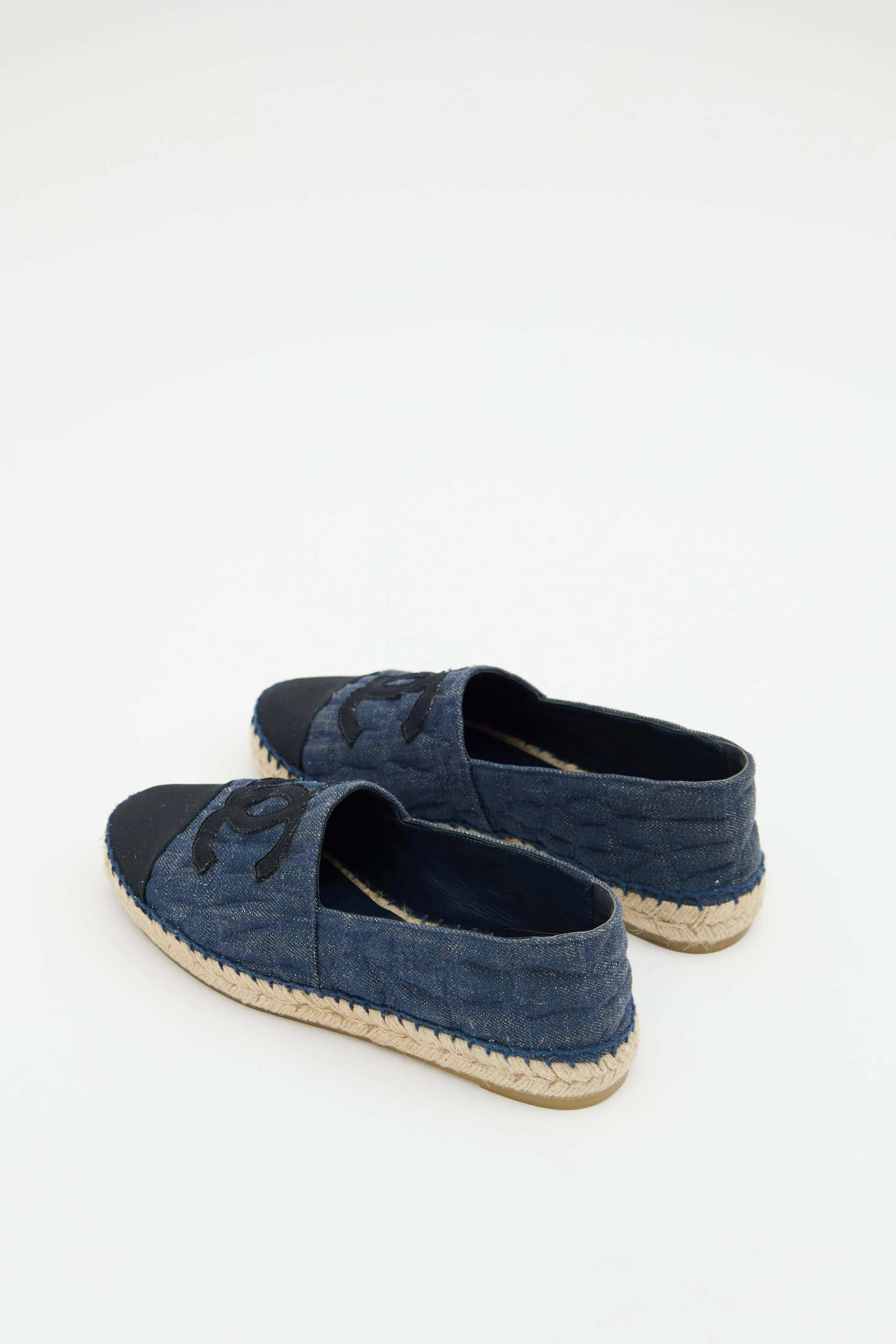 Denim Black Embroidered  Espadrille