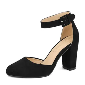 DREAM PAIRS Women's Ankle Strap High Heel Chunky Dress Court Shoes