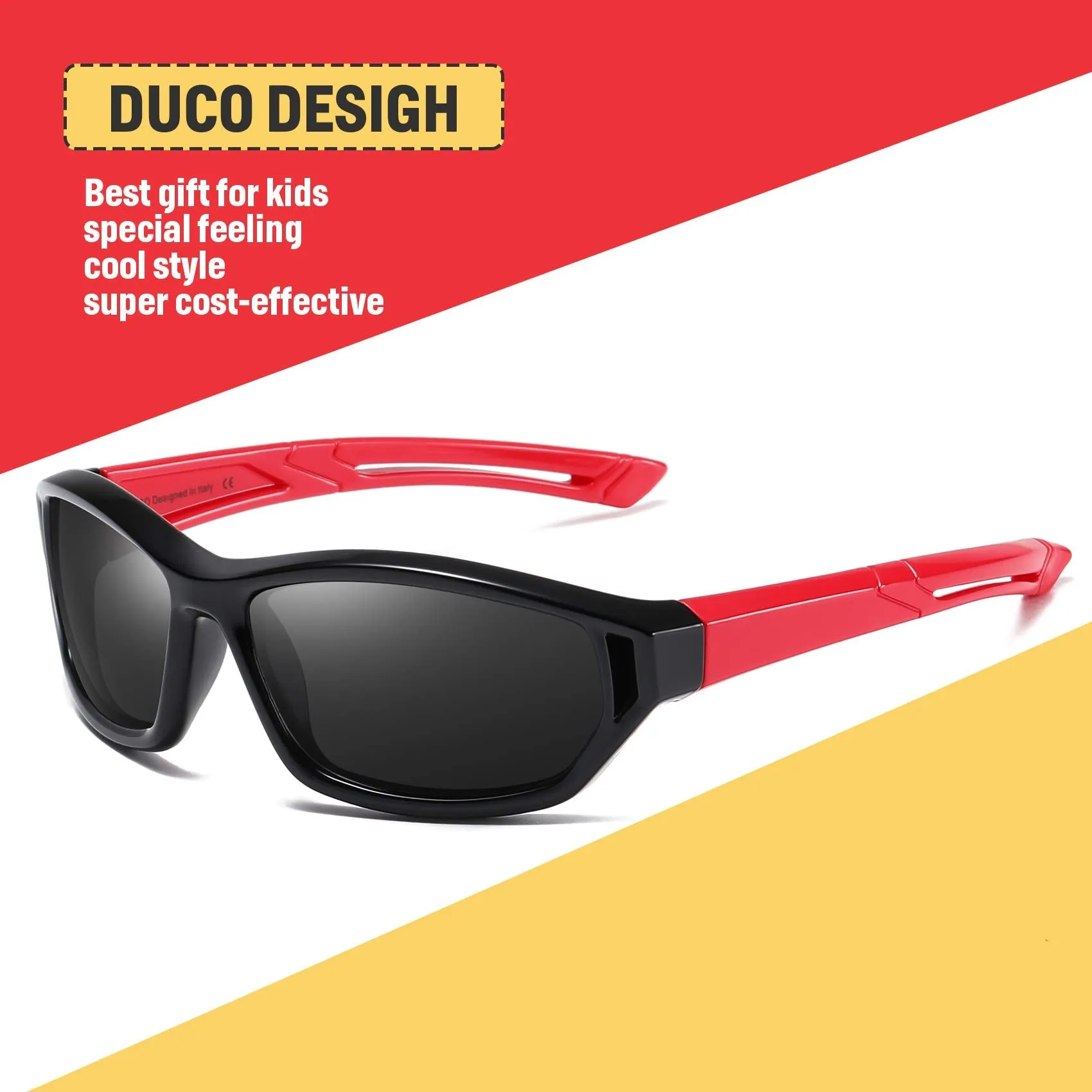 DUCO Polarized Kids Sunglasses with Strap for Boys Girls Youth Sports Baseball Shades UV Protection K029