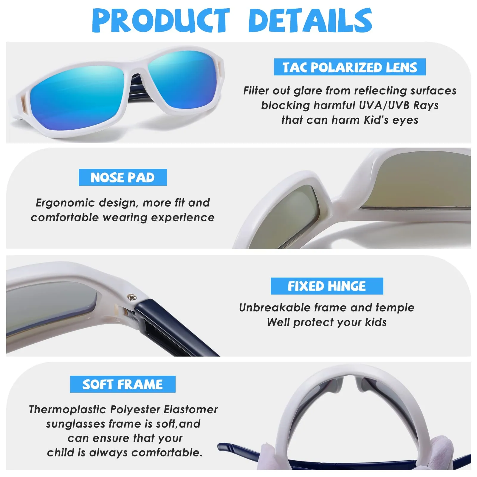 DUCO Polarized Kids Sunglasses with Strap for Boys Girls Youth Sports Baseball Shades UV Protection K029