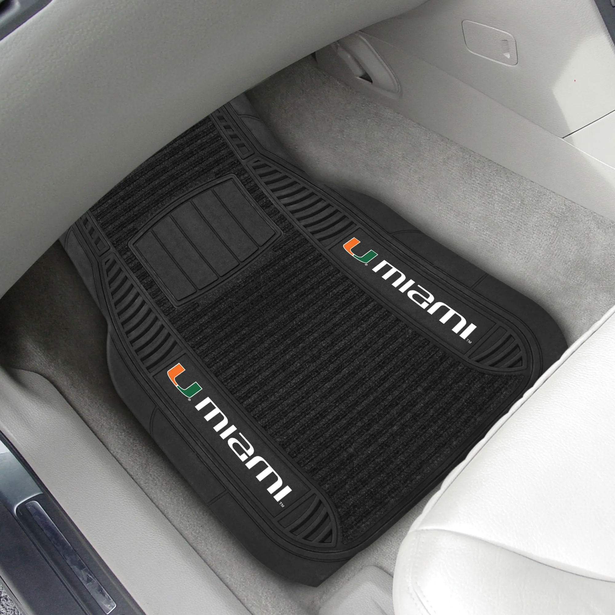 Fanmats Miami Hurricanes 2 Piece Deluxe Car Mat Set