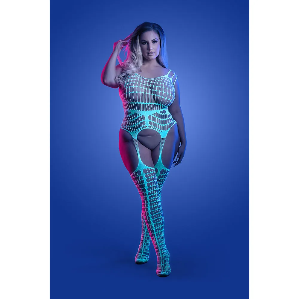 Fantasy Lingerie Glow Timelapse Glow-in-the-Dark Bodystocking Queen Size