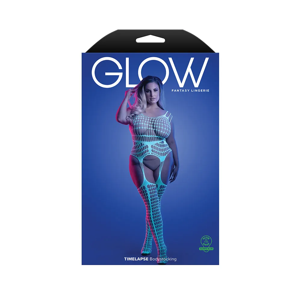 Fantasy Lingerie Glow Timelapse Glow-in-the-Dark Bodystocking Queen Size