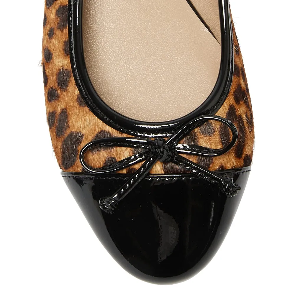 Fifi Flat in Black Patent/animal Leather